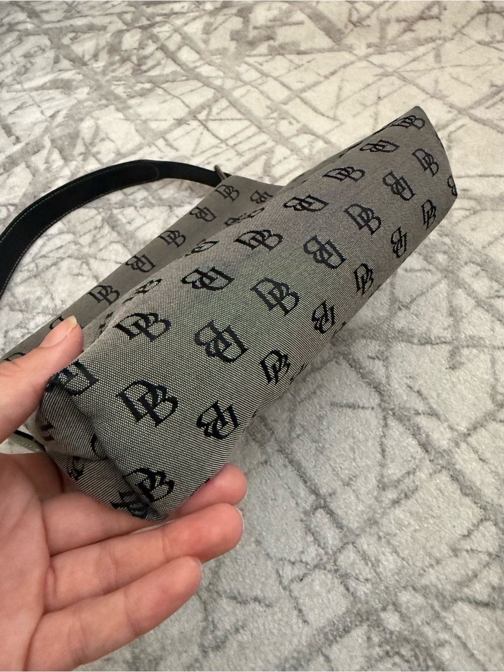 Dooney & Bourke DB Monogram Canvas Shoulder Bag Y2K Gray Black Purse - Picture 8 of 13